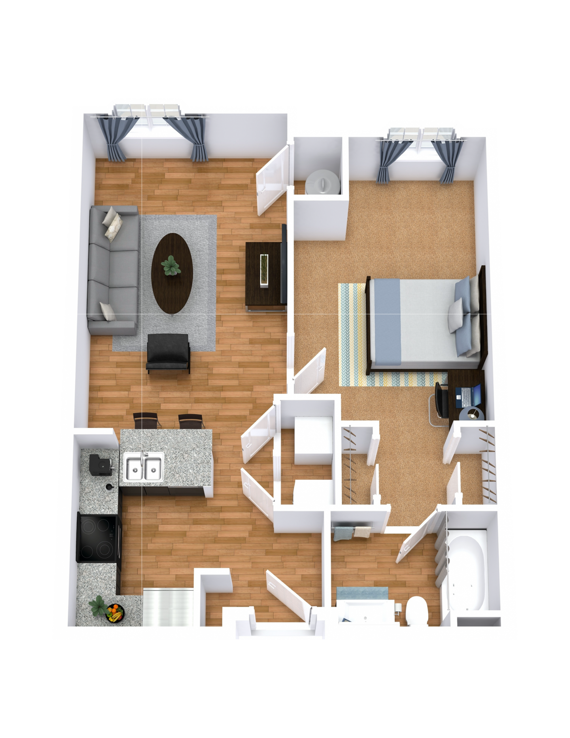 A5 floor plan: 1 bedroom, 1 bathroom