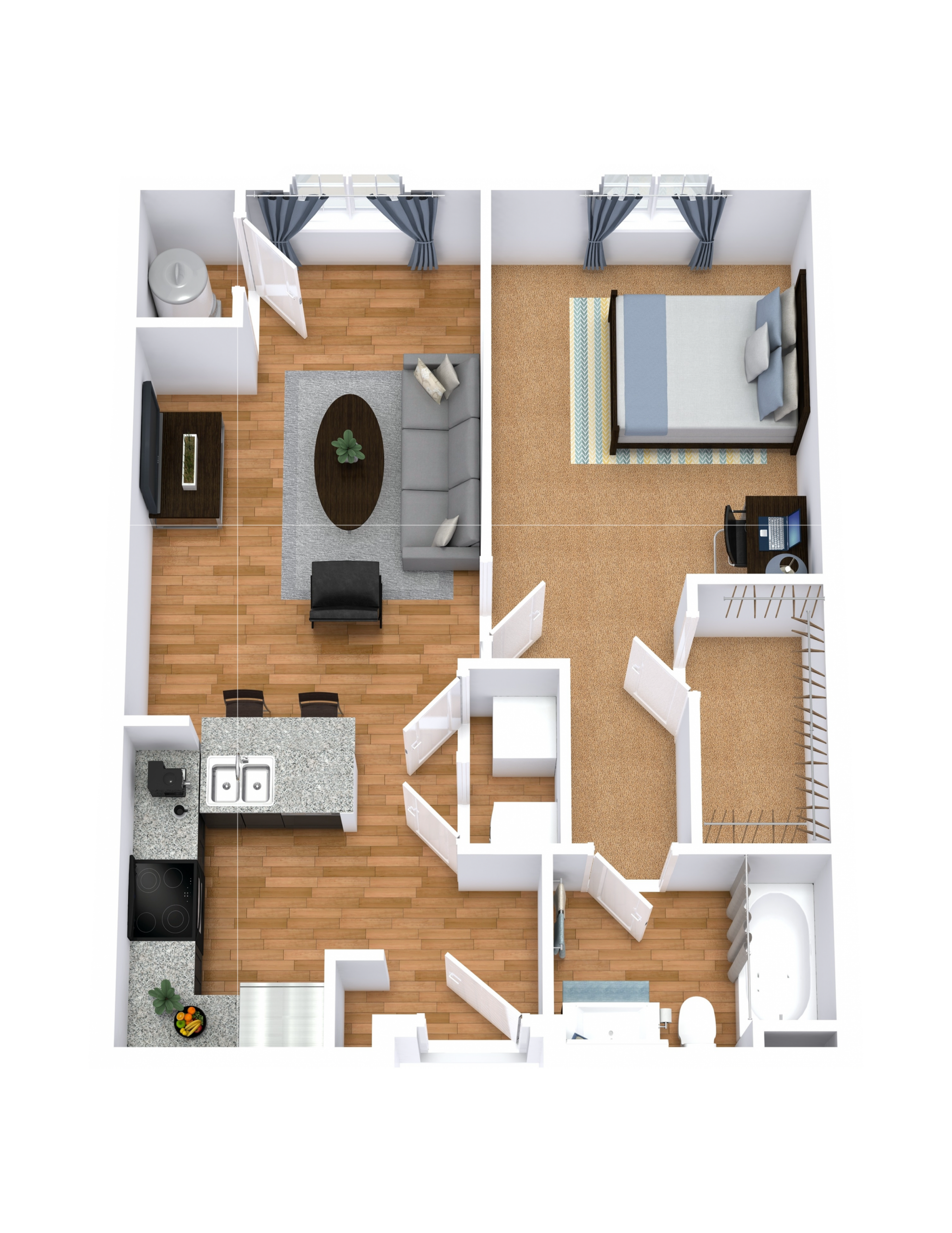 A7 floor plan: 1 bedroom, 1 bathroom