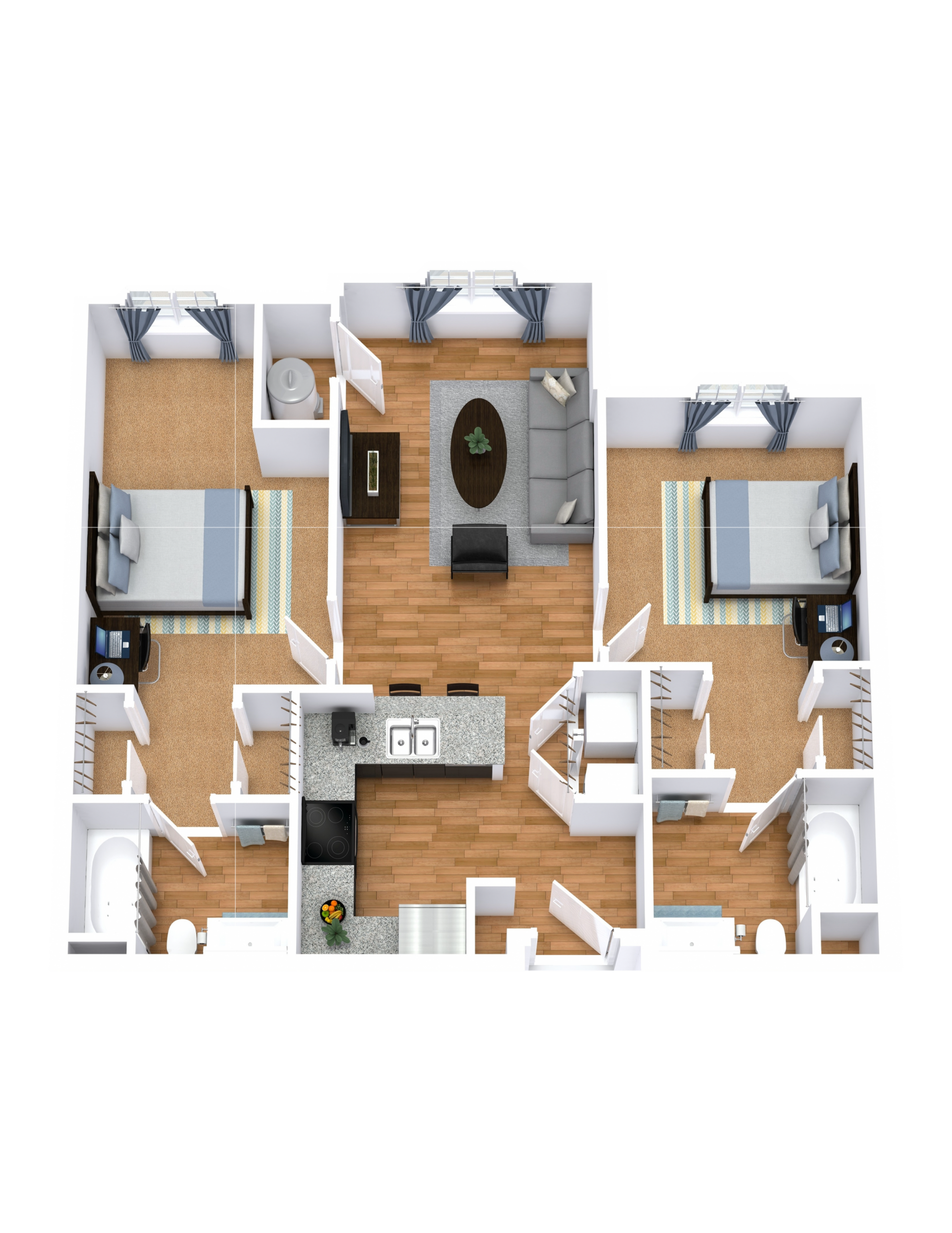 B2 floor plan: 2 bedroom, 2 bathroom