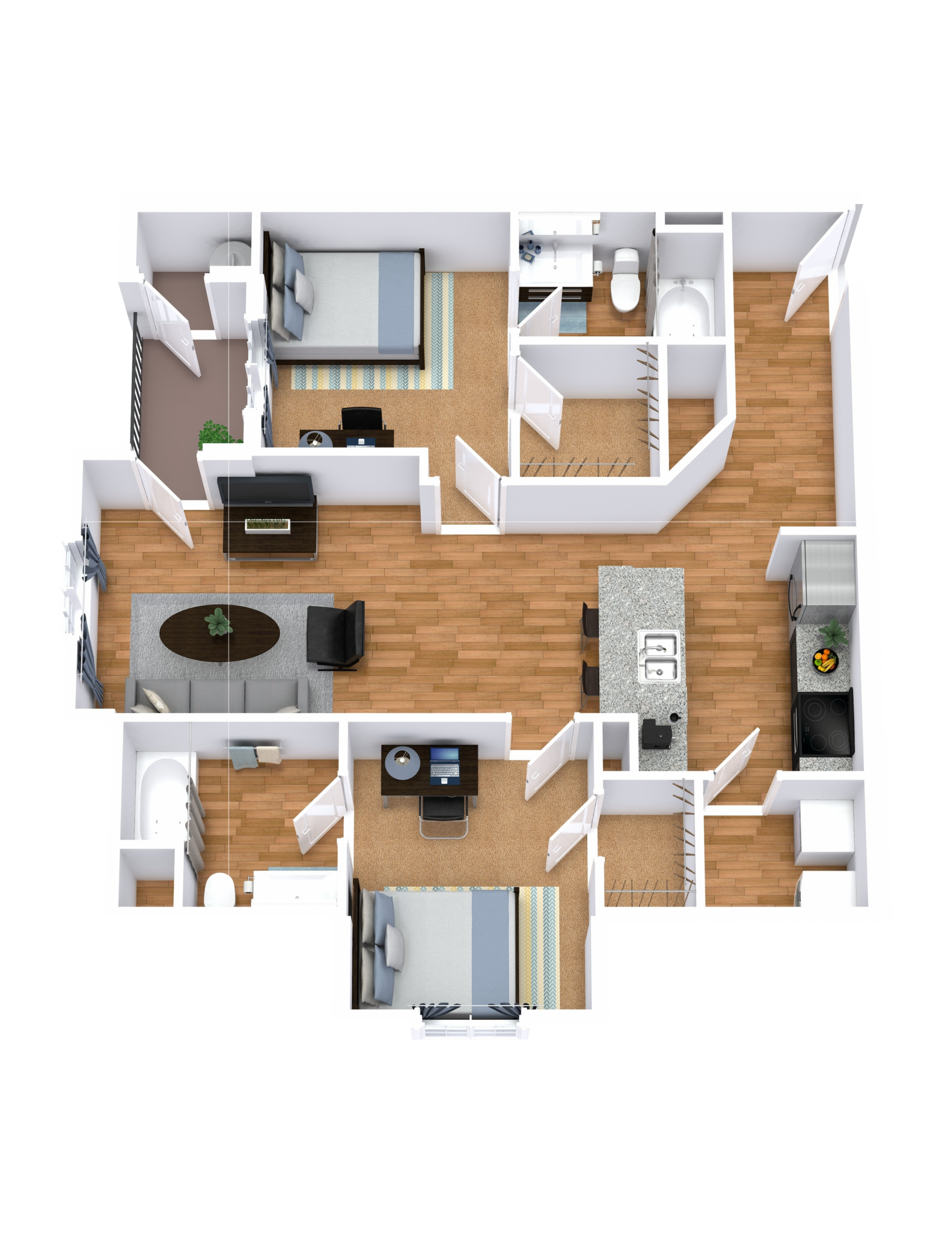 B3 floor plan: 2 bedroom, 2 bathroom
