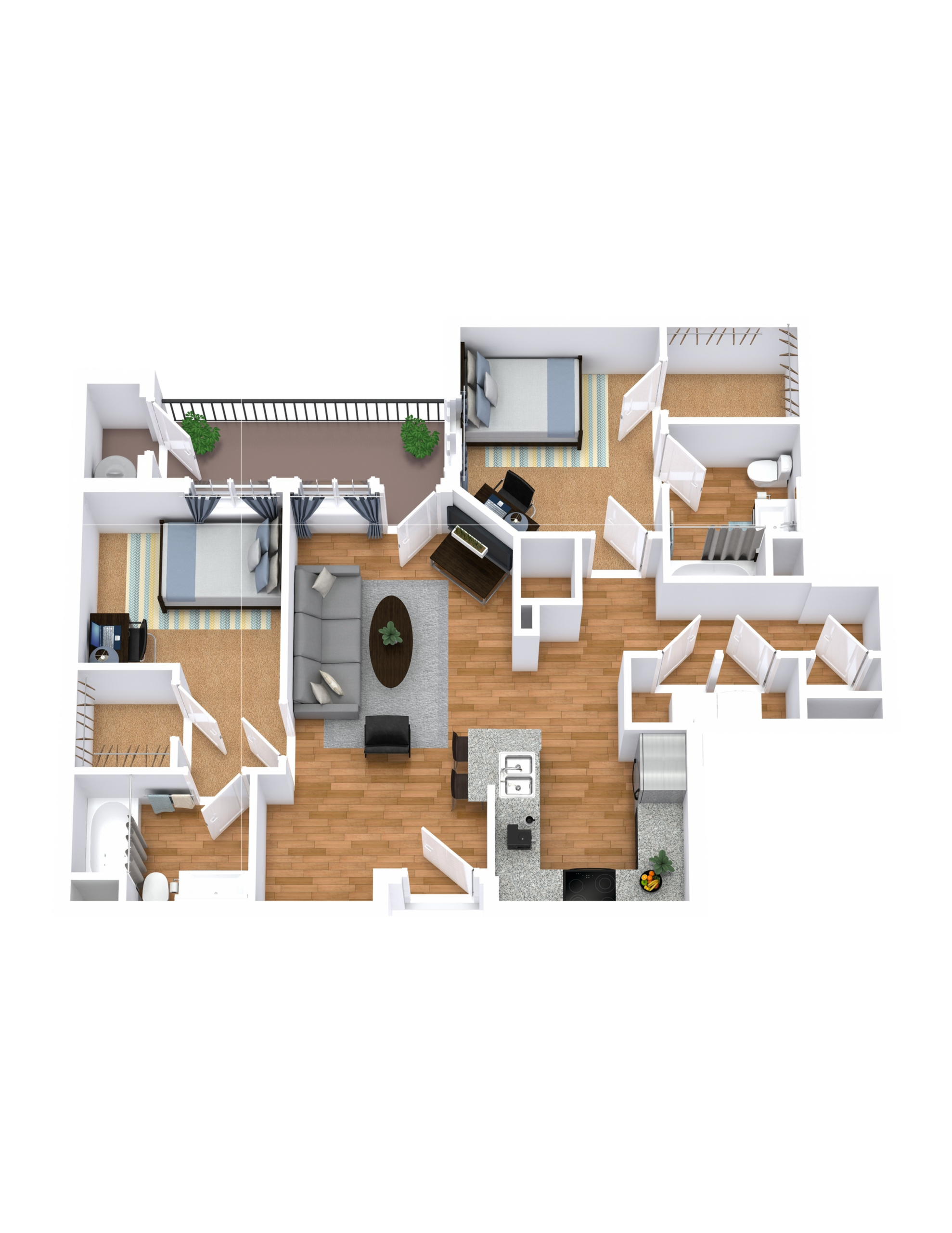 B4 floor plan: 2 bedroom, 2 bathroom