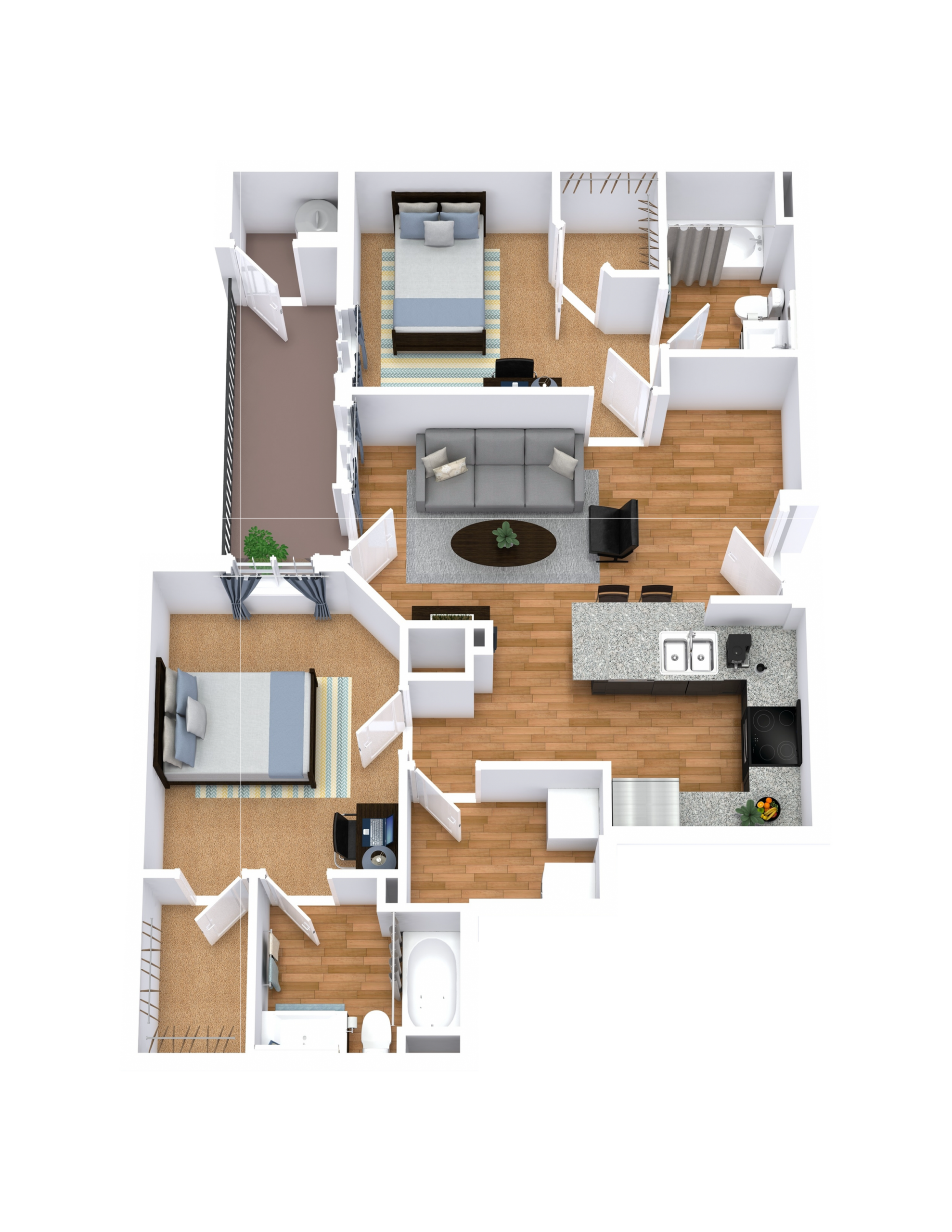 B5 floor plan: 2 bedroom, 2 bathroom
