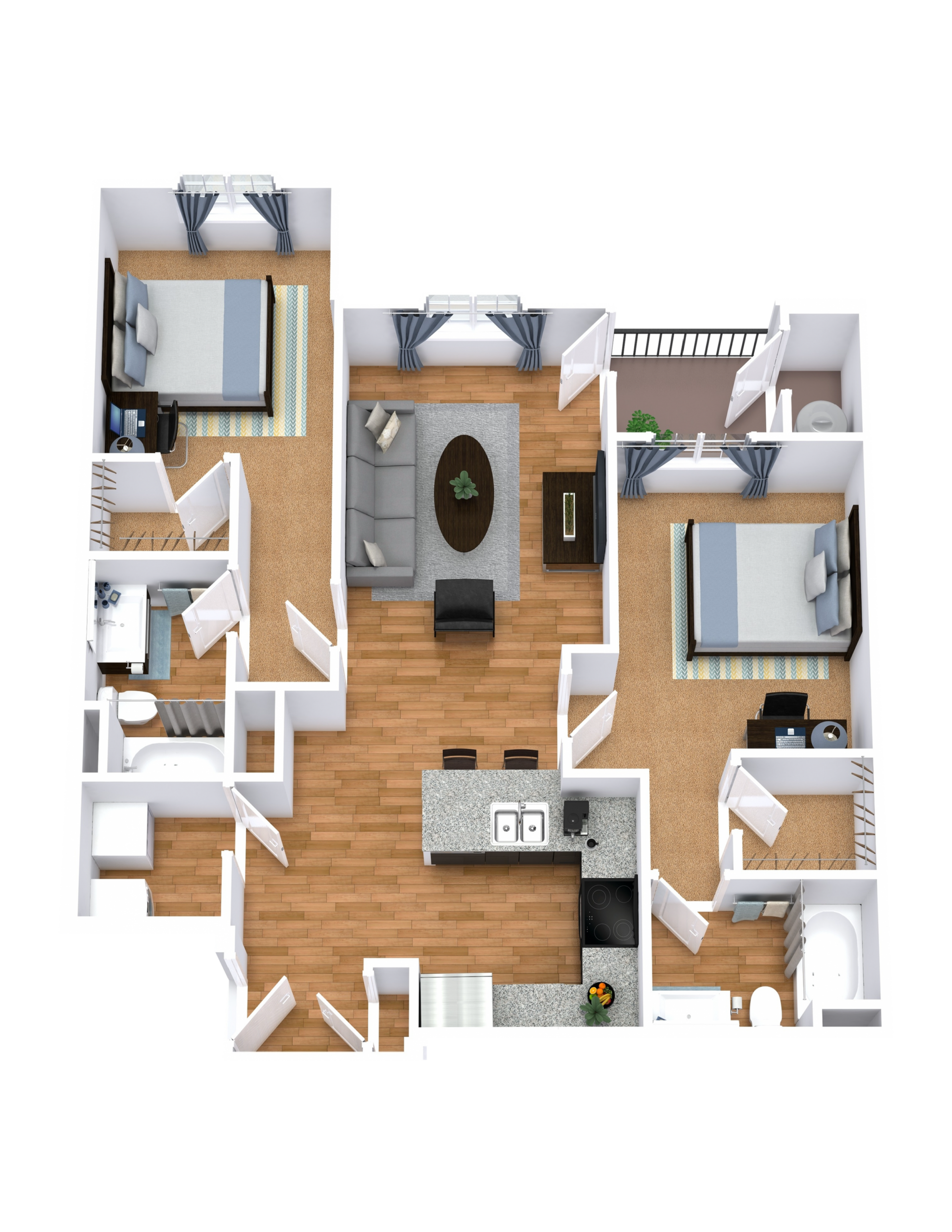 B6 floor plan: 2 bedroom, 2 bathroom