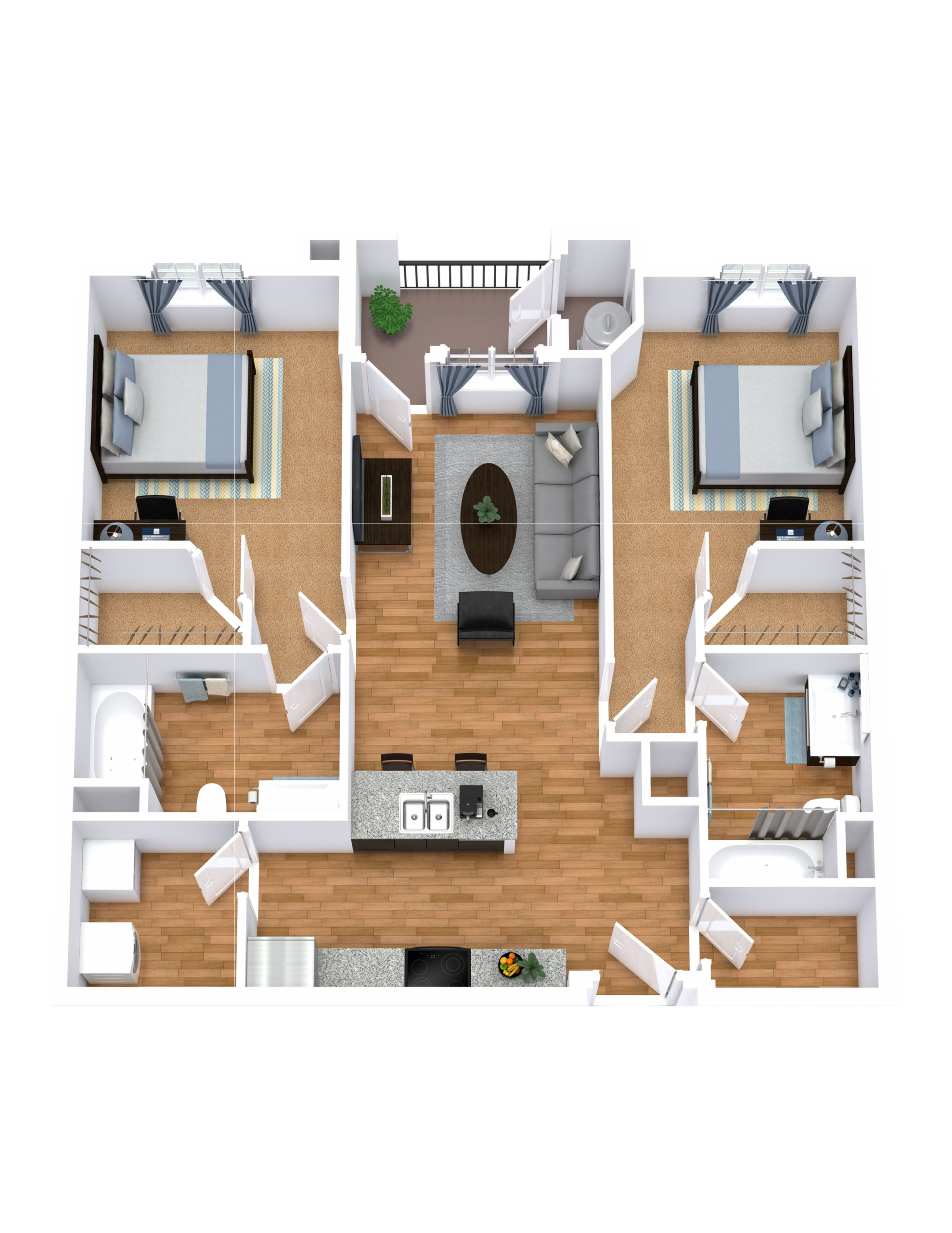 B7 floor plan: 2 bedroom, 2 bathroom