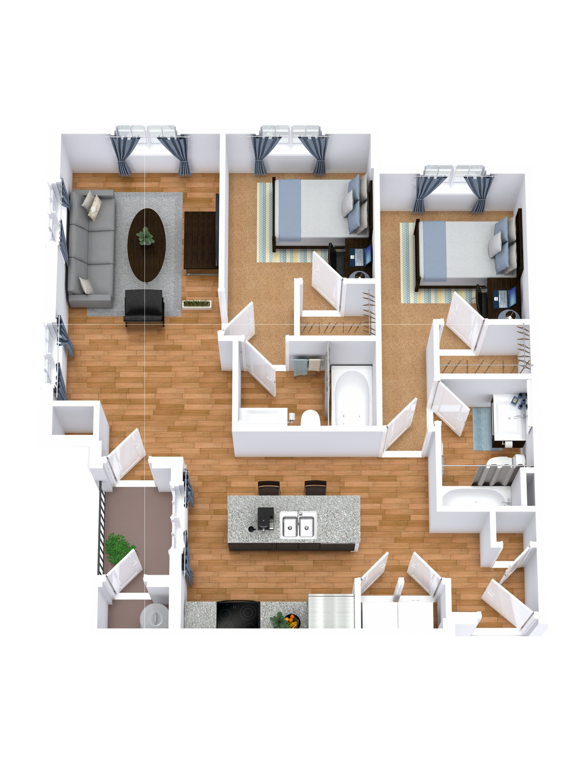 B8 floor plan: 2 bedroom, 2 bathroom