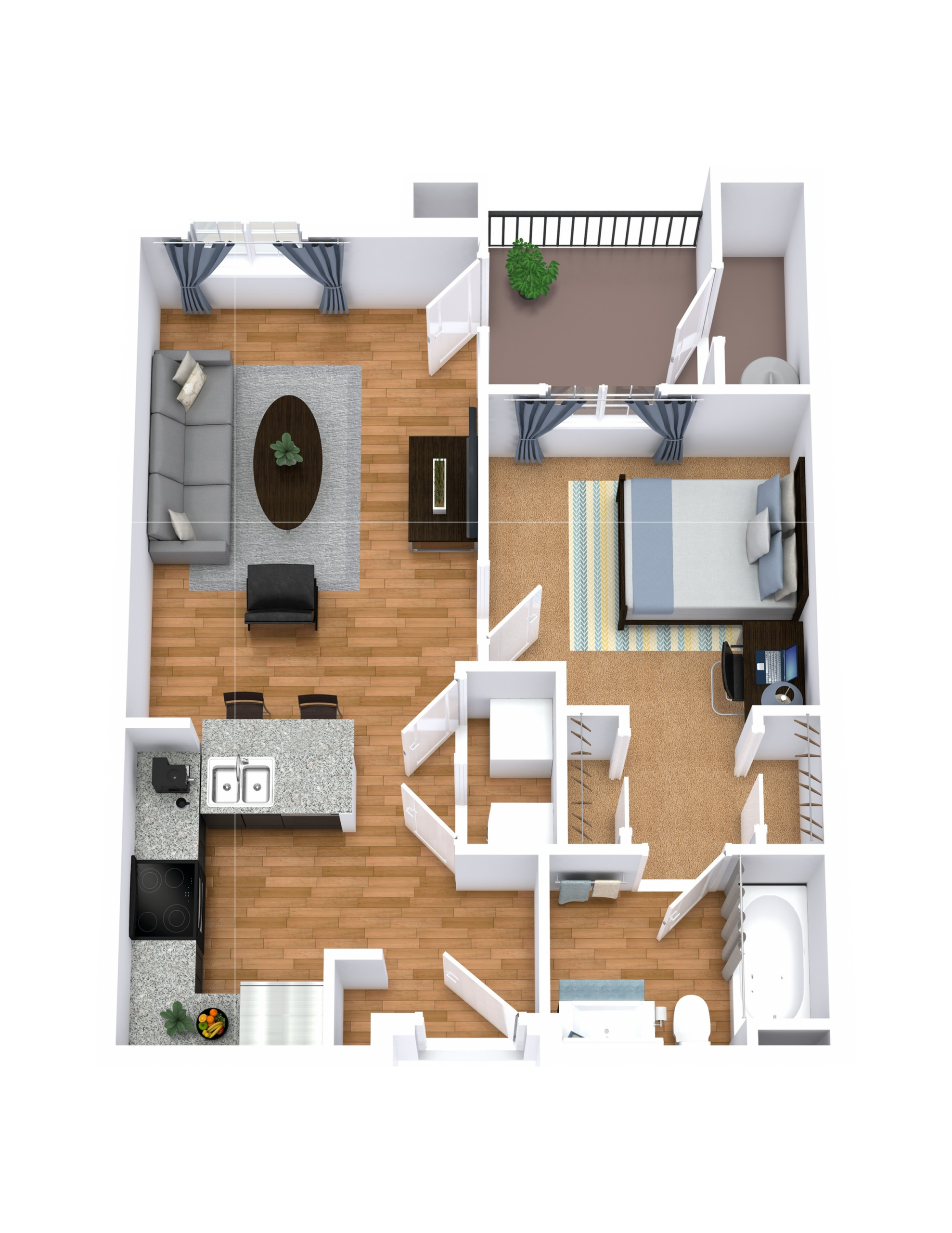 A3 floor plan: 1 bedroom, 1 bathroom