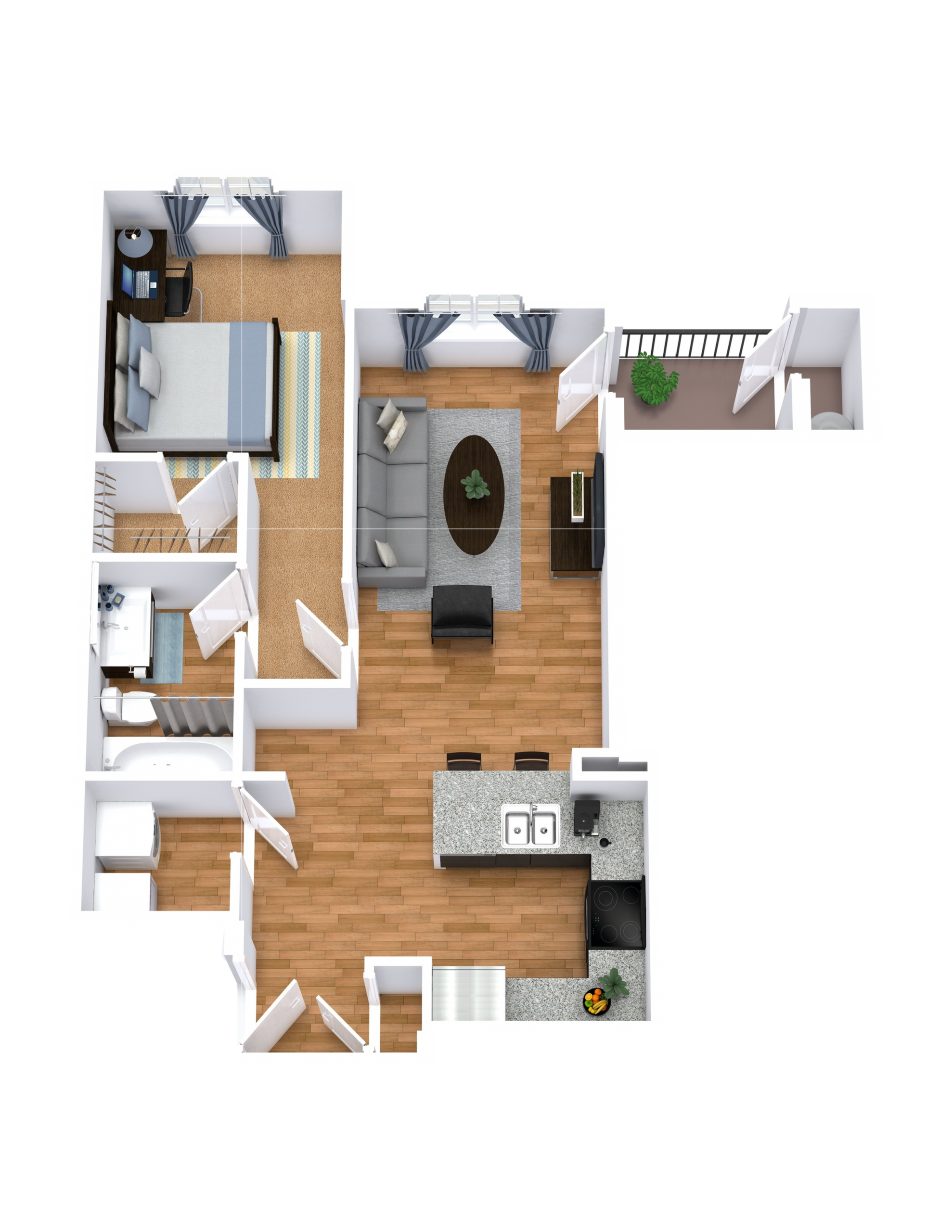 A8 floor plan: 1 bedroom, 1 bathroom